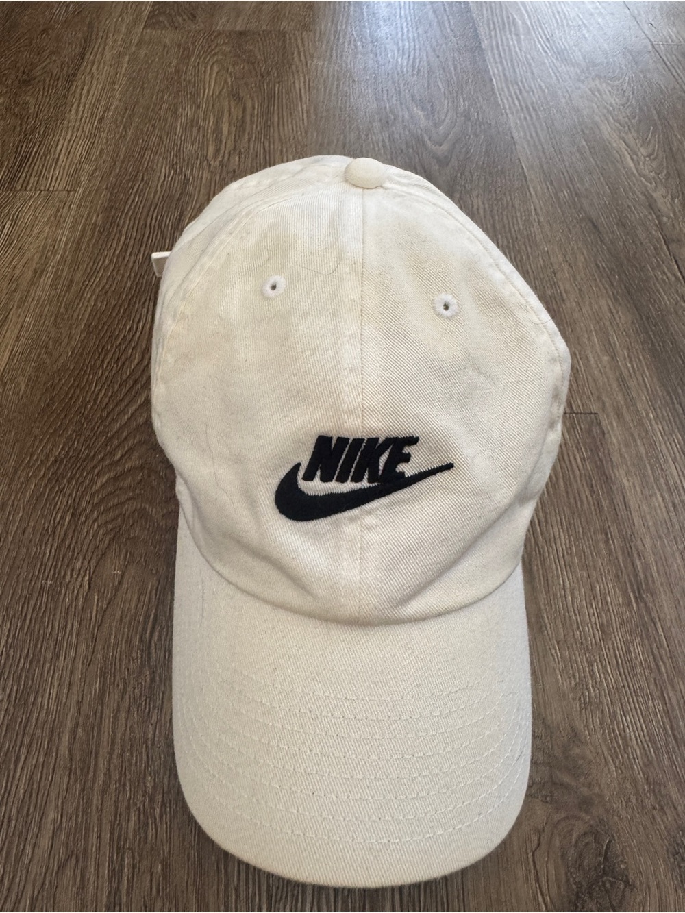 Nike White Baseball Cap with Black Swoosh
